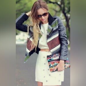 Maje Paris “ Samy” Leather & Wool Blend Zip Up Moto Style Jacket SIZE: 1